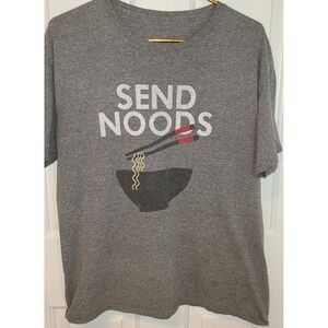 Send Noods Funny Short Sleeve T-Shirt Gray‎ Size Mens Med? Ramen Noodle Pun
